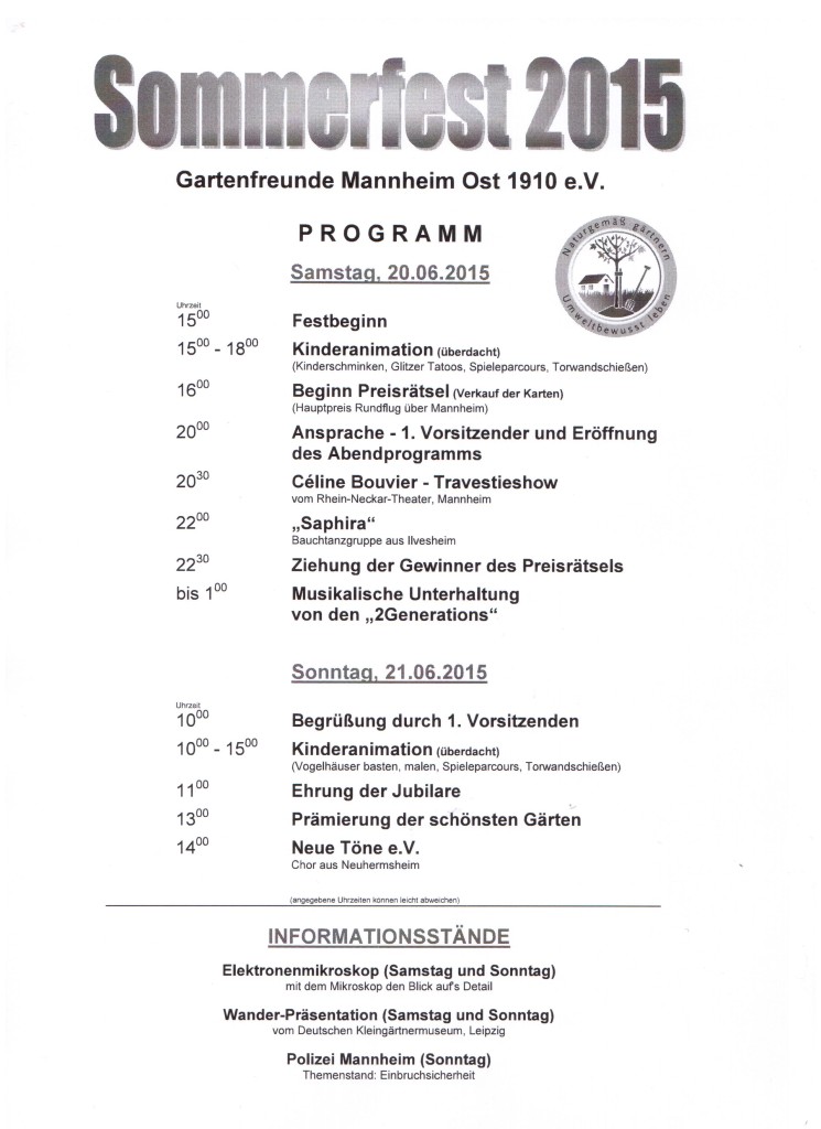 Sommerfest Gartenfreunde Mannheim Ost