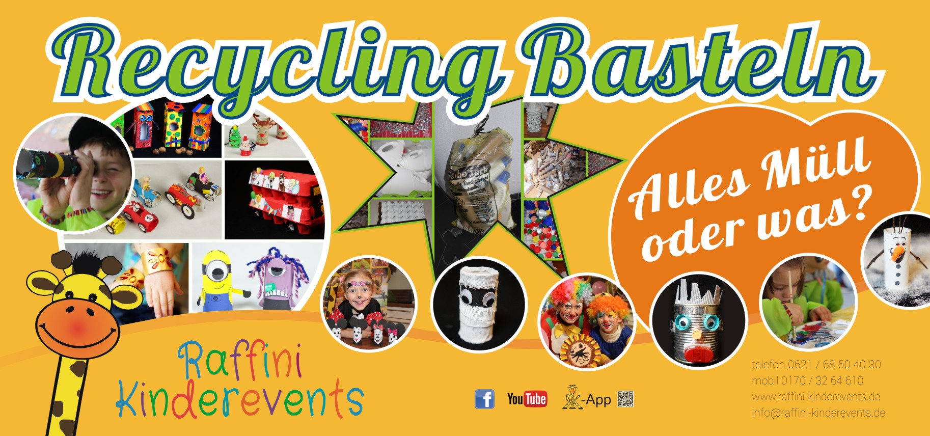 Recycling Basteln Banner Raffini Kinderevents Kindereventagentur Mannheim